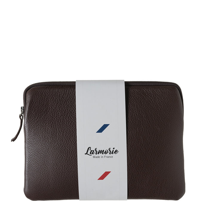 Larmorie Pochette D'Ipad Guillaume Cuir Grainé Terre Brunie
