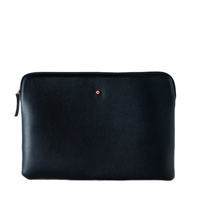 larmorie Pochette d'Ordinateur Gabriel Cuir Grainé Lune Bleue