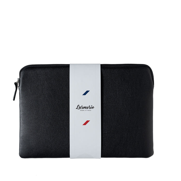 Larmorie Pochette D'Ordinateur Gabriel Cuir Grainé Noir C'est Noir
