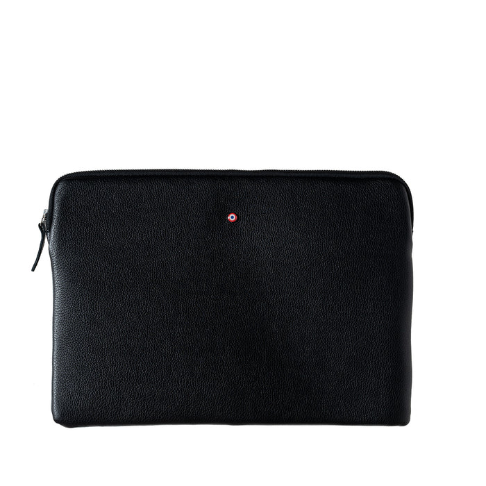 larmorie Pochette d'Ordinateur Gabriel Cuir Grainé Noir c'est Noir