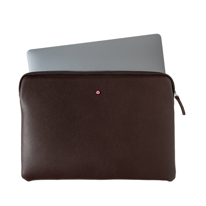Larmorie Pochette D'Ordinateur Gabriel Cuir Grainé Terre Brunie