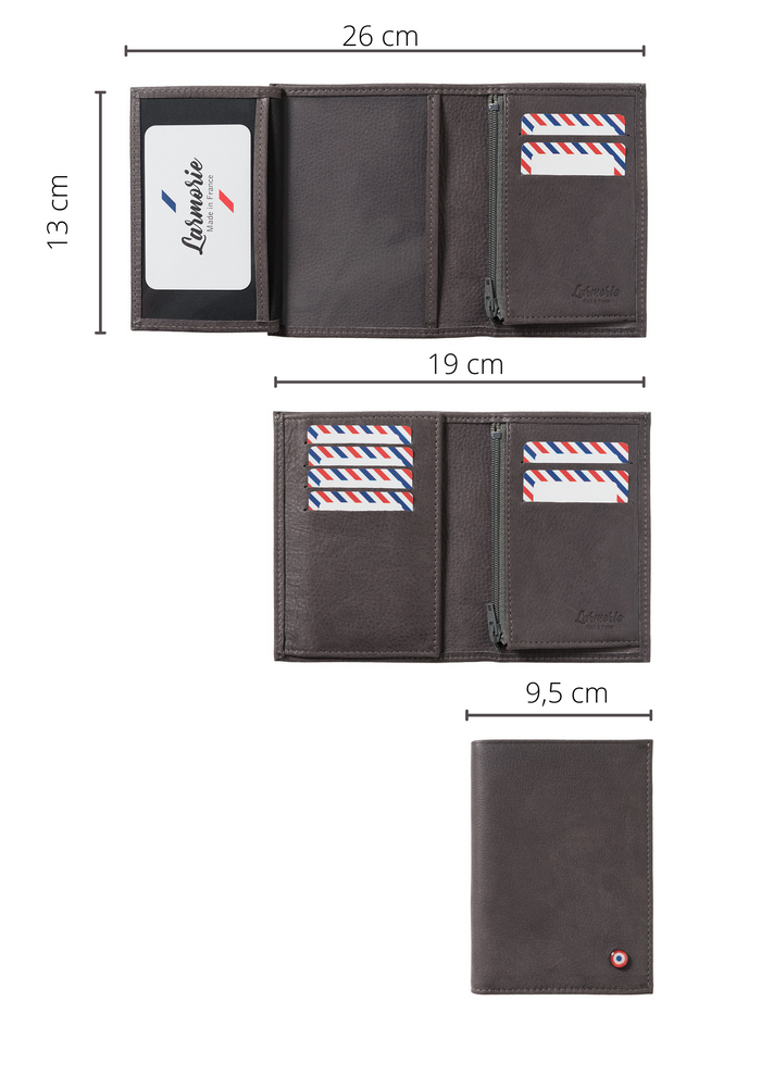 Larmorie VICTOR Cuir Lisse Portefeuille Junior Noir C'est Noir