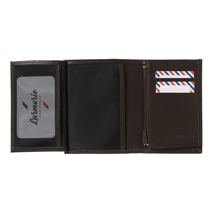 Larmorie VICTOR Cuir Lisse Portefeuille Junior Terre Brunie Personnalisé