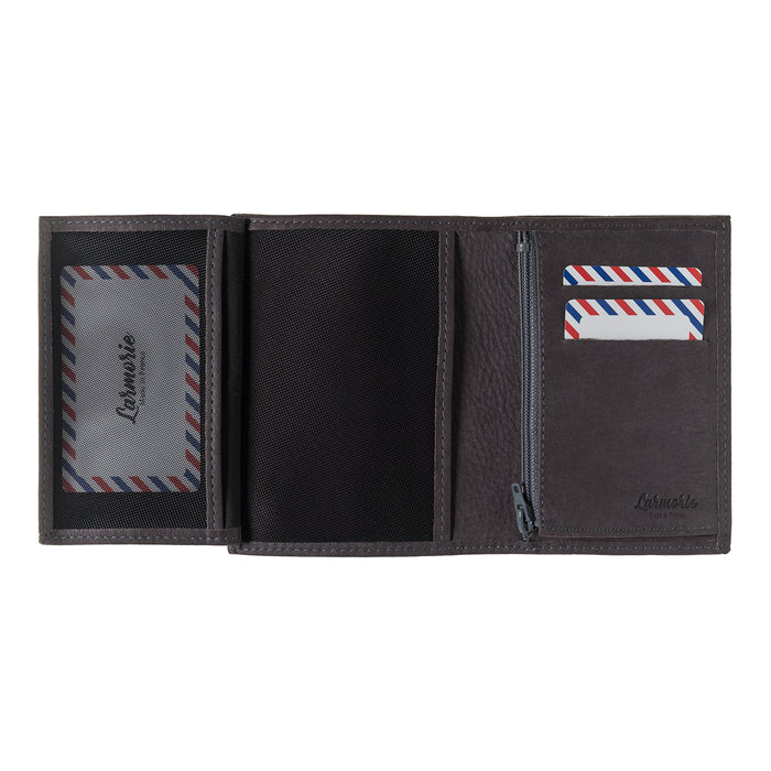 Larmorie VICTOR Cuir Nubuck Portefeuille Junior Nuage Gris Personnalisé