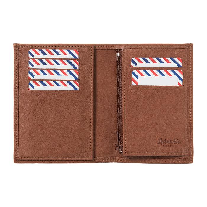 Larmorie VICTOR Cuir Nubuck Portefeuille Junior Terre Brunie Personnalisé