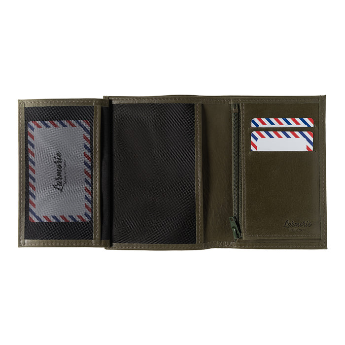 Larmorie VICTOR Cuir Vintage Portefeuille Junior Bois Vert Personnalisé