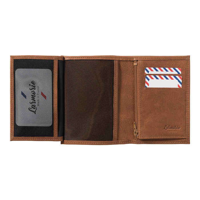 Larmorie VICTOR Cuir Vintage Portefeuille Junior Terre Brunie