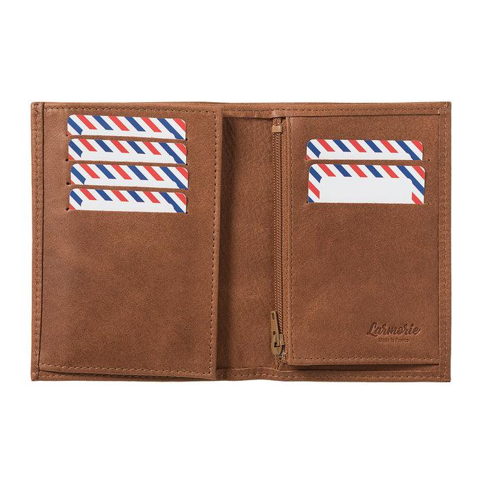 Larmorie VICTOR Cuir Vintage Portefeuille Junior Terre Brunie Personnalisé