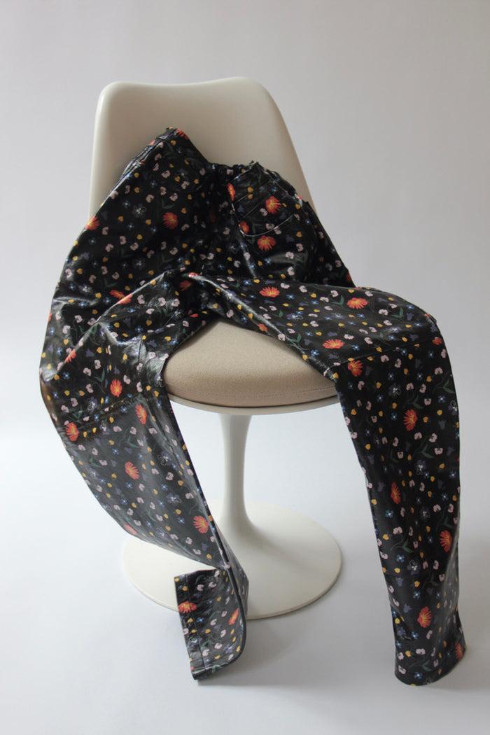 Laurence Dacade PANTALON EN CUIR à Fleurs