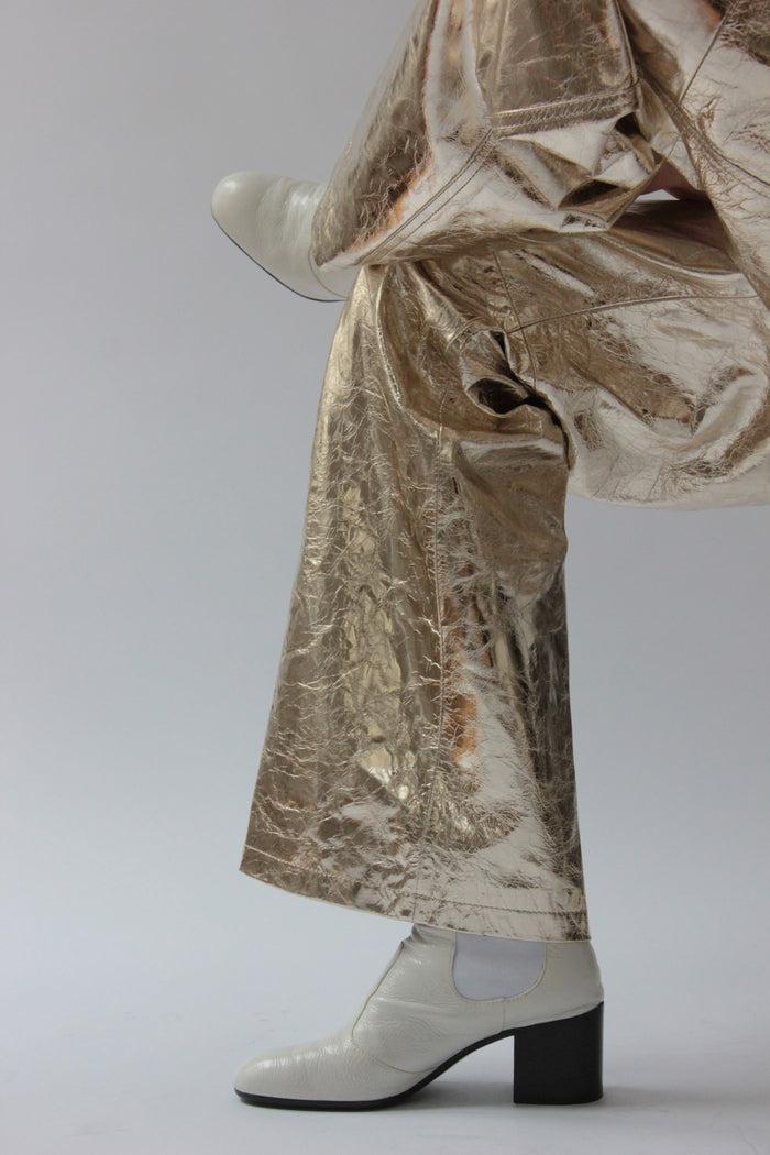 Laurence Dacade PANTALON EN CUIR à Fleurs