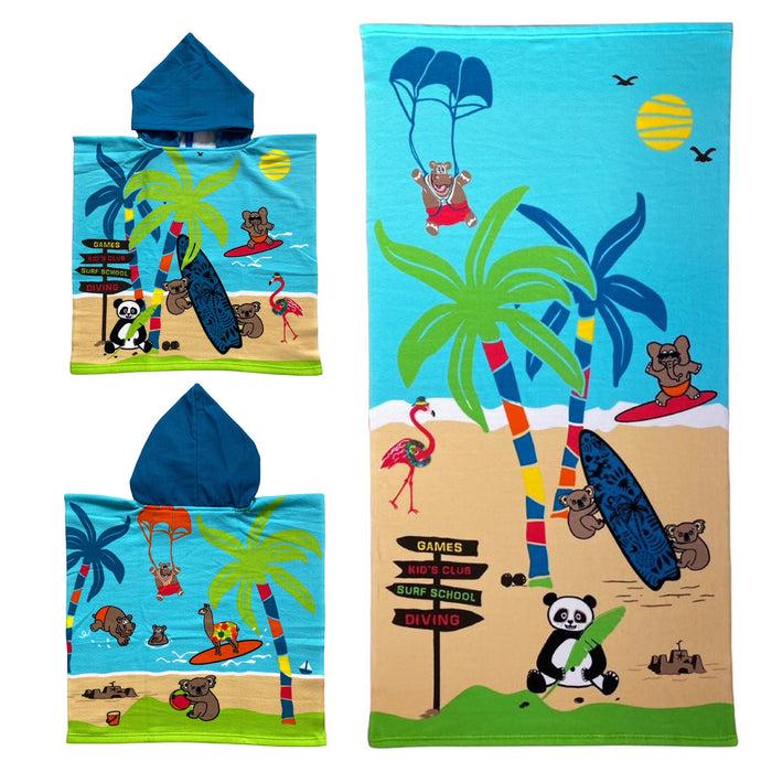 le comptoir de la plage Pack enfant "Colonia" un Poncho et une Serviette de plage microfibre 100% polyester