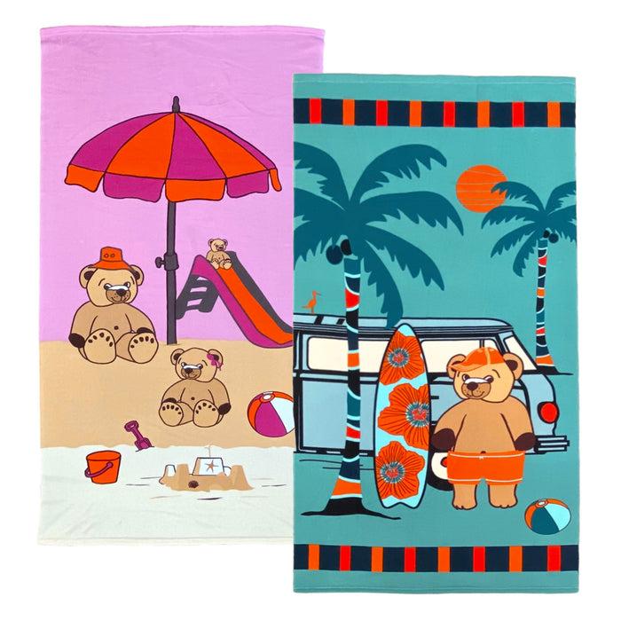 Le Comptoir De La Plage Pack Serviette De Plage Enfant Microfibre Nounours Et Surfista
