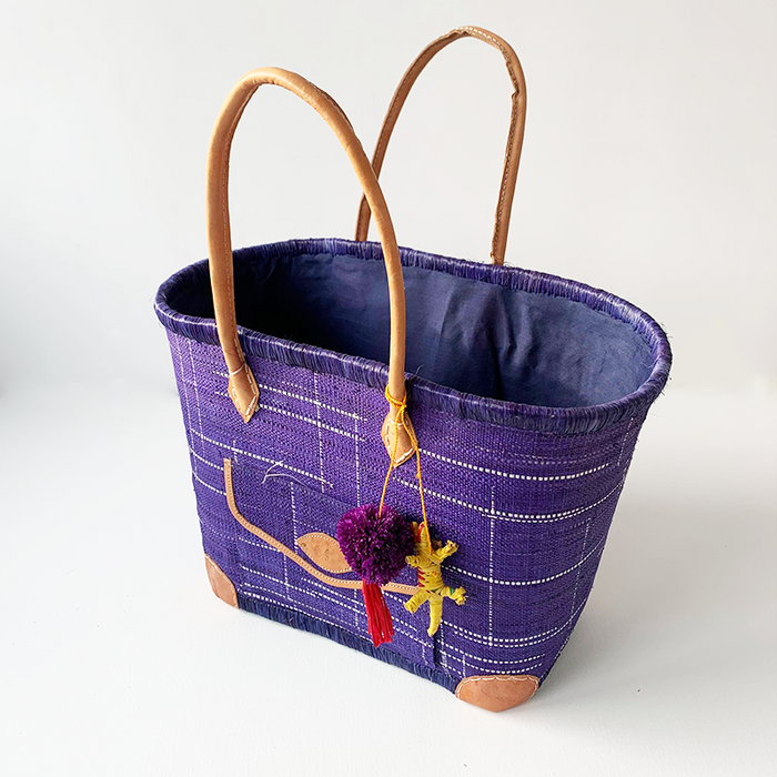 Le Comptoir De La Plage Panier Artisanal Manjopika Avec Pochon Et Poche Extérieure