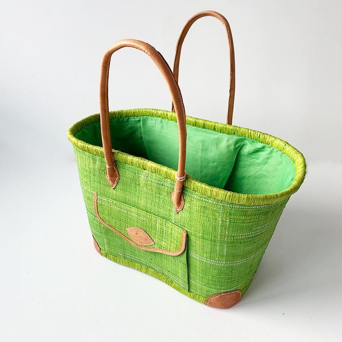 Le Comptoir De La Plage Panier Artisanal Manjopika Avec Pochon Et Poche Extérieure