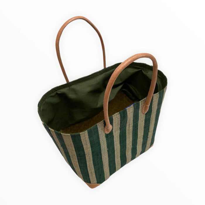 Le Comptoir De La Plage Panier Artisanal Mitsio Rayures Bicolores Avec Pochon