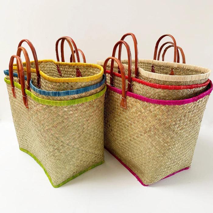 Le Comptoir De La Plage Panier Artisanal "Penjy Naturel" Avec Feston Couleur