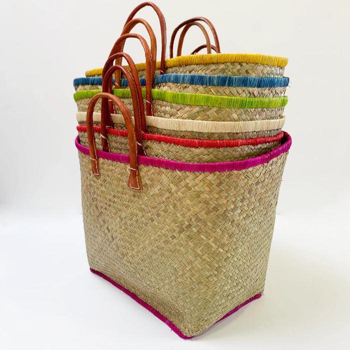 le comptoir de la plage Panier Artisanal "Penjy Naturel" avec feston couleur