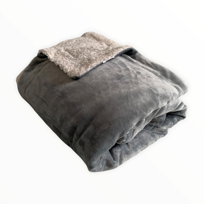 Le Comptoir De La Plage Plaid Polaire Doublé Imitation Mouton Gris Clair 130X170