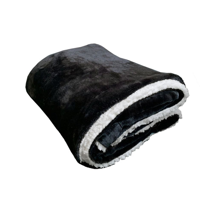 Le Comptoir De La Plage Plaid Polaire Doublé Imitation Mouton Noir 130X170