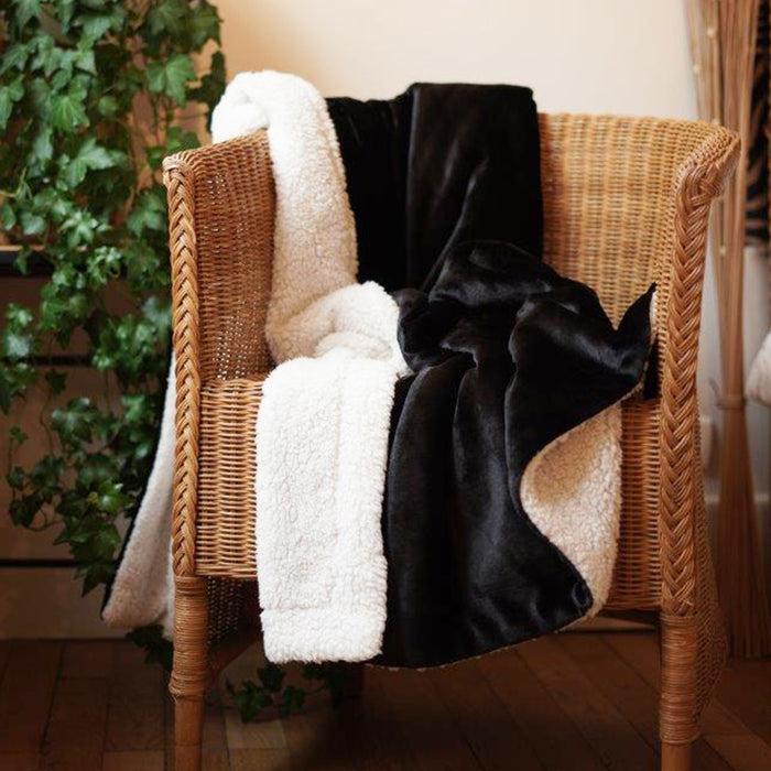 Le Comptoir De La Plage Plaid Polaire Doublé Imitation Mouton Noir 130X170