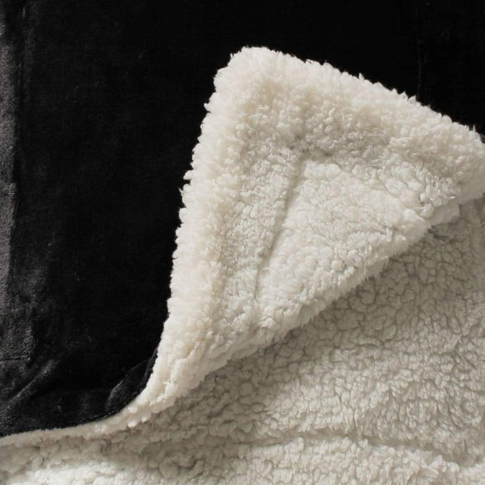Le Comptoir De La Plage Plaid Polaire Doublé Imitation Mouton Noir 130X170
