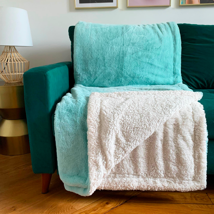 Le Comptoir De La Plage Plaid Polaire Imitation Toucher Lapin Aqua 130X170