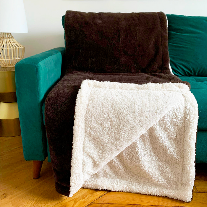 Le Comptoir De La Plage Plaid Polaire Imitation Toucher "Lapin" Chocolat 130X170