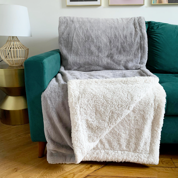 Le Comptoir De La Plage Plaid Polaire Imitation Toucher "Lapin" Gris Clair 130X170