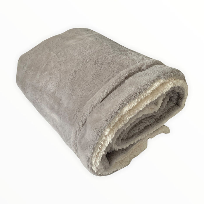 Le Comptoir De La Plage Plaid Polaire Imitation Toucher "Lapin" Gris Clair 130X170