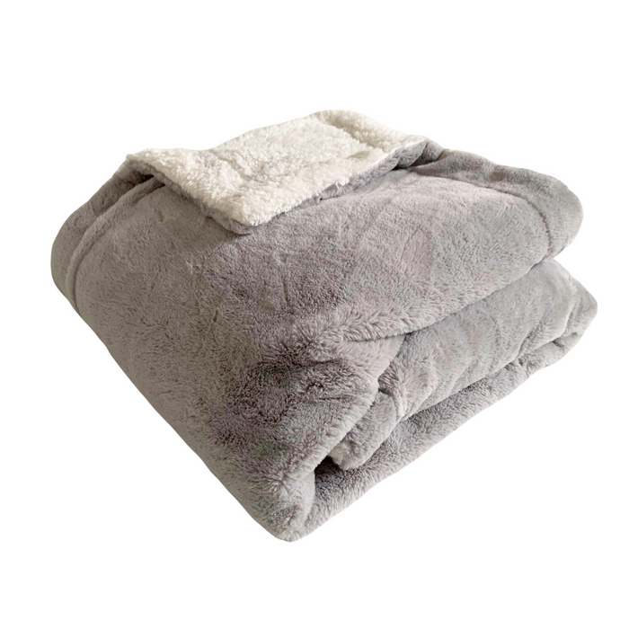 Le Comptoir De La Plage Plaid Polaire Imitation Toucher "Lapin" Gris Clair 130X170