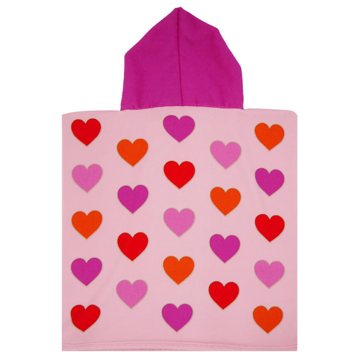 Le Comptoir De La Plage Poncho Enfant Microfibre Rose 60x60 250g/m² - Poncho Cœurs