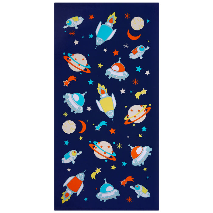 le comptoir de la plage Serviette de plage enfant microfibre Bleu 70x140 250g/m² - Galaxy