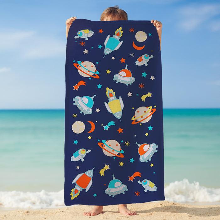 Le Comptoir De La Plage Serviette De Plage Enfant Microfibre Bleu 70x140 250g/m² - Galaxy