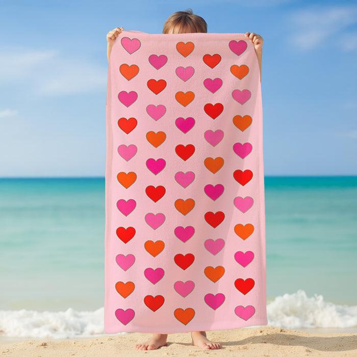 Le Comptoir De La Plage Serviette De Plage Enfant Microfibre Rose 70x140 250g/m² - Coeurs