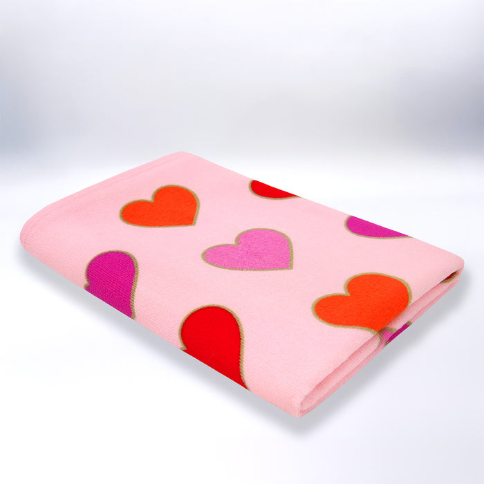 Le Comptoir De La Plage Serviette De Plage Enfant Microfibre Rose 70x140 250g/m² - Coeurs