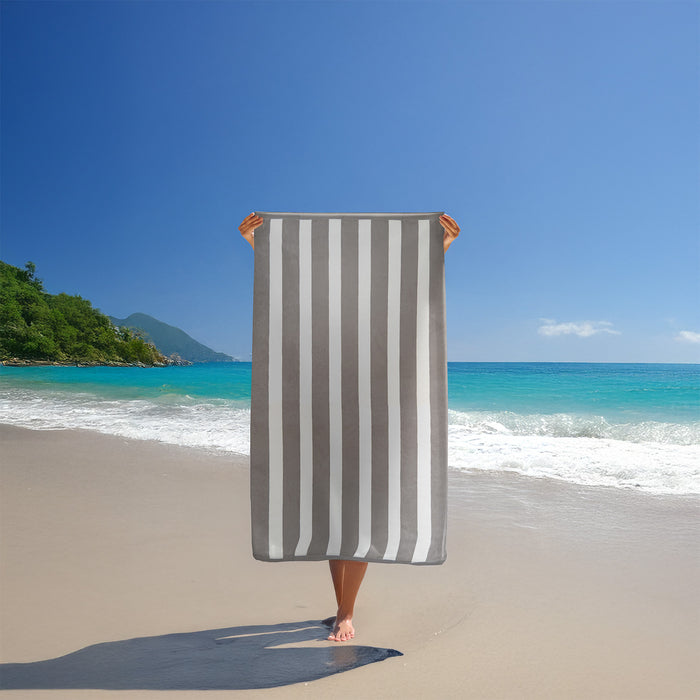 Le Comptoir De La Plage Serviette De Plage éponge Velours Jacquard Beige 100x175 470g/m² - Bahia Taupe