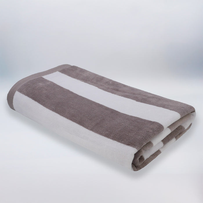 Le Comptoir De La Plage Serviette De Plage éponge Velours Jacquard Beige 100x175 470g/m² - Bahia Taupe
