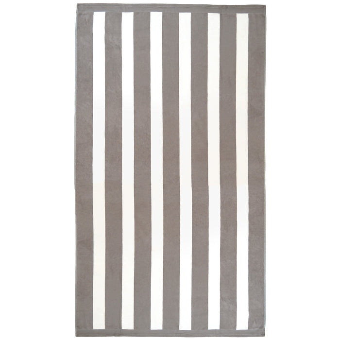 le comptoir de la plage Serviette de plage éponge velours Jacquard Beige 100x175 470g/m² - Bahia Taupe