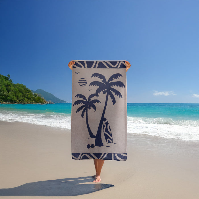Le Comptoir De La Plage Serviette De Plage éponge Velours Jacquard Beige 90x170 400g/m² - Likoma