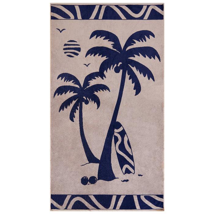 le comptoir de la plage Serviette de plage éponge velours Jacquard Beige 90x170 400g/m² - Likoma