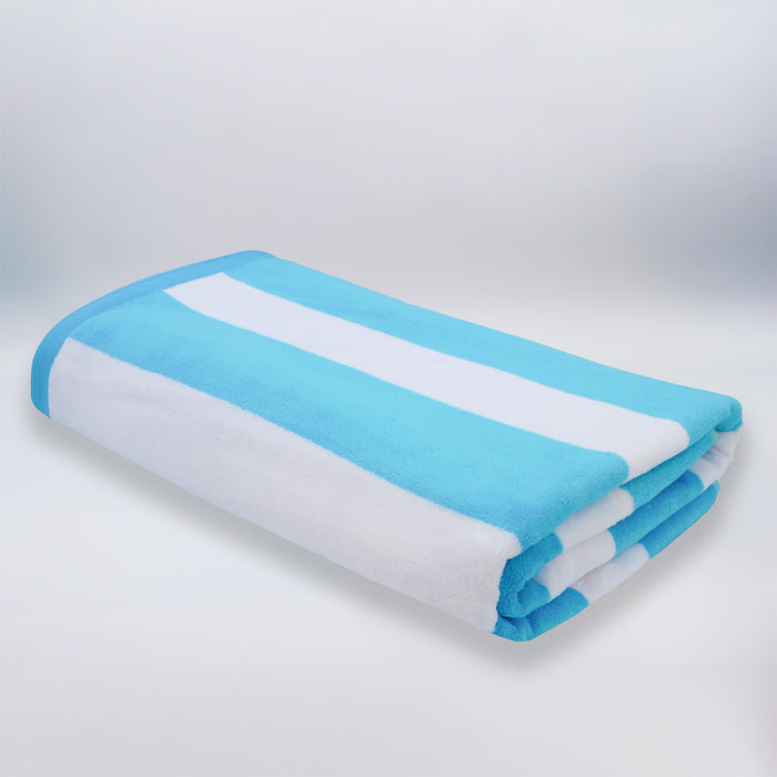 Le Comptoir De La Plage Serviette De Plage éponge Velours Jacquard Bleu 100x175 470g/m² - Bahia Bleu Turquoise