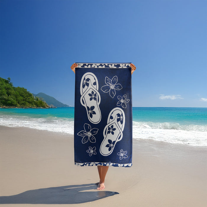 Le Comptoir De La Plage Serviette De Plage éponge Velours Jacquard Bleu 100x175 470g/m² - Patong