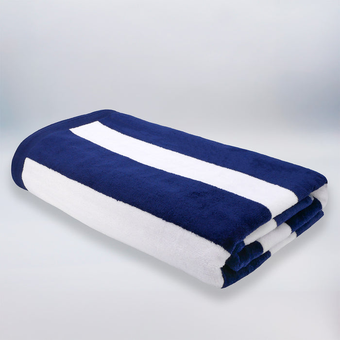 Le Comptoir De La Plage Serviette De Plage éponge Velours Jacquard Bleu 100x175 470g/m² - Bahia Bleu Marine