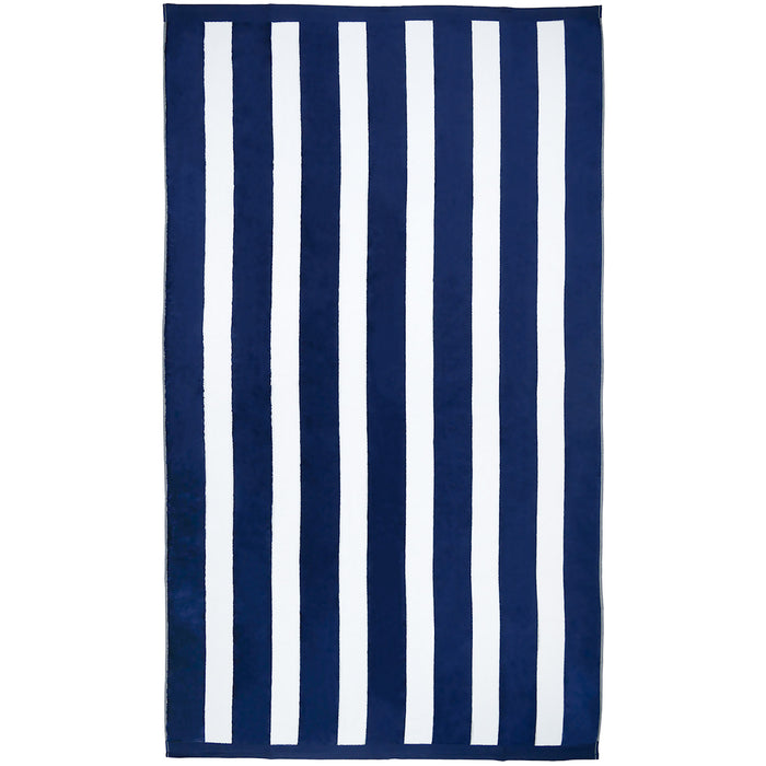 le comptoir de la plage Serviette de plage éponge velours Jacquard Bleu 100x175 470g/m² - Bahia Bleu Marine