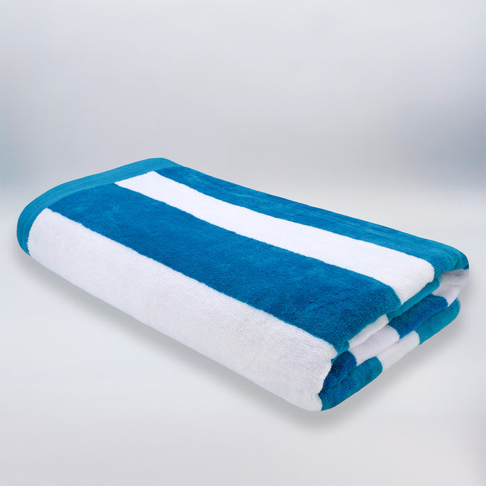 Le Comptoir De La Plage Serviette De Plage éponge Velours Jacquard Bleu 100x175 470g/m² - Bahia Bleu Canard
