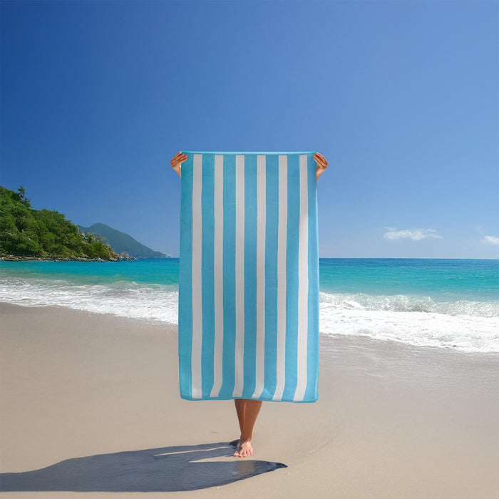 Le Comptoir De La Plage Serviette De Plage éponge Velours Jacquard Bleu 100x175 470g/m² - Bahia Bleu Turquoise