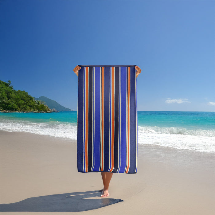 Le Comptoir De La Plage Serviette De Plage éponge Velours Jacquard Bleu 100x175 470g/m² - Kapados