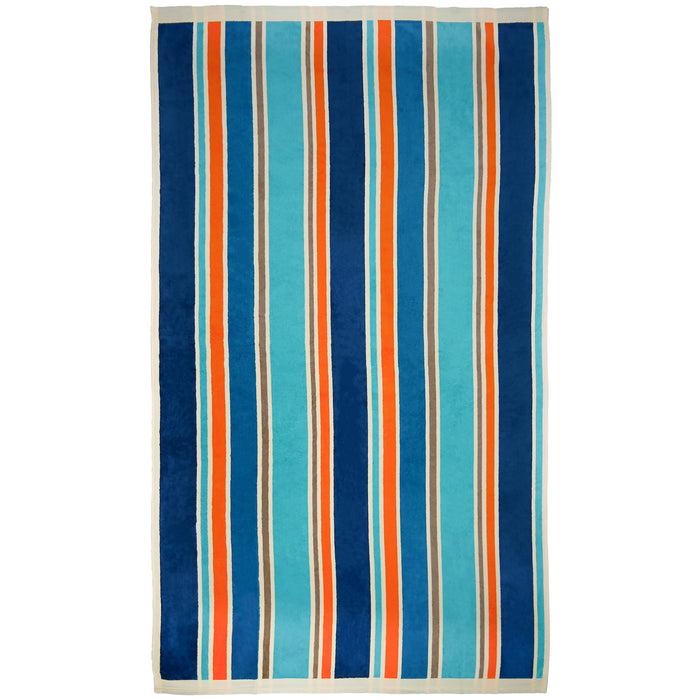 le comptoir de la plage Serviette de plage éponge velours Jacquard bleu 100x175cm - Zamora