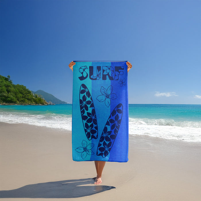 Le Comptoir De La Plage Serviette De Plage éponge Velours Jacquard Bleu 100x175 470g/m² - Pyrgos