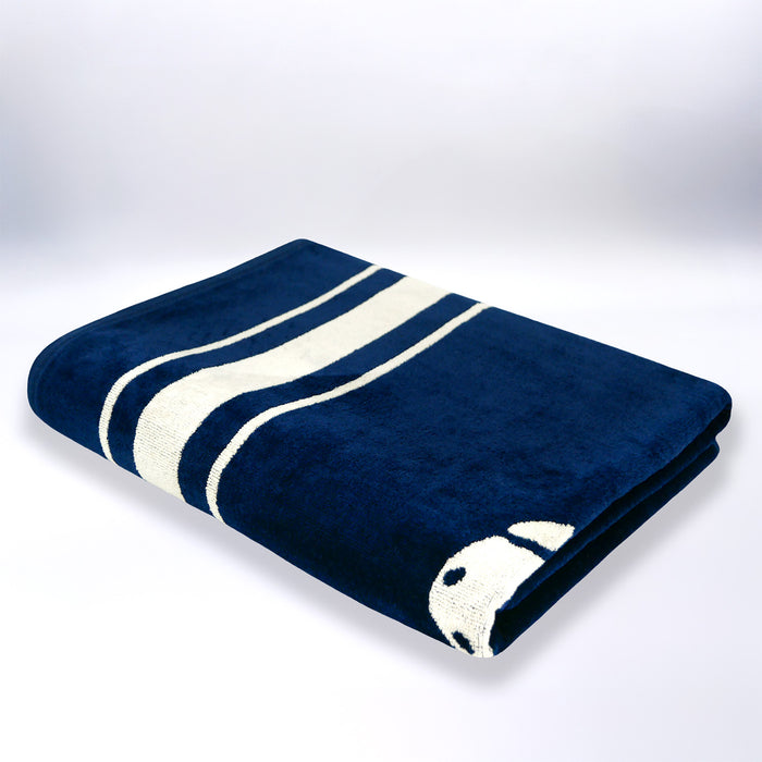 Le Comptoir De La Plage Serviette De Plage éponge Velours Jacquard Bleu 90x170 400g/m² - Sistelo